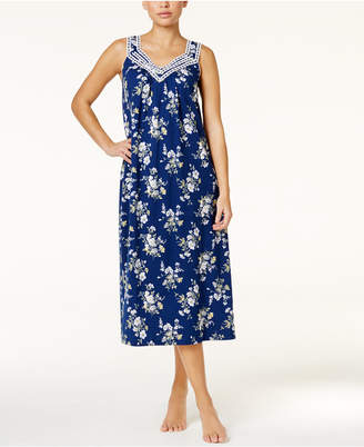 Charter Club Lace-Trimmed Printed Long Nightgown, Created for Macy's