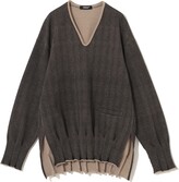 Pleated Cotton Herringbone Sweater 