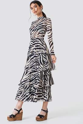 NA-KD Na Kd Mesh Layered Dress Zebra
