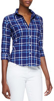 Thumbnail for your product : Frank & Eileen Barry Plaid Button-Front Blouse, Blue/White