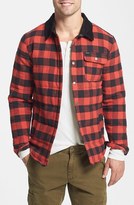 Thumbnail for your product : Brixton 'Cass' Quilted Check Flannel Shirt Jacket with Corduroy Collar