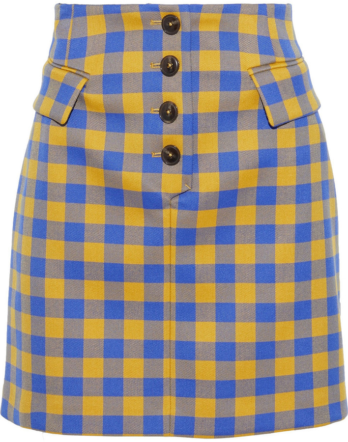 Baum und Pferdgarten Button-detailed Gingham Woven Mini Skirt - ShopStyle