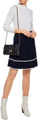 Chinti and Parker Pleated Intarsia Wool Skirt