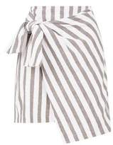 Thumbnail for your product : New Look Petite White Stripe Linen Blend Wrap Mini Skirt