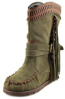 Mojo Moxy Nomad Mid Calf Women Round Toe Suede Green Mid Calf Boot.