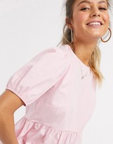 Thumbnail for your product : New Look babydoll puff sleeve blouse in pink