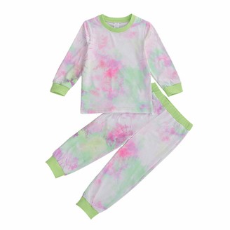 Longfei Toddler Baby Girl Boy Clothes Tie Dye Pajama Sleepwear Long Sleeve  T-Shirt Tops Pants Outfit Set 2PCS Lounge (Green 2-3 Years) - ShopStyle
