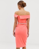 Thumbnail for your product : Paper Dolls cutaway neck pencil dress with belt in coral
