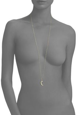 Jennifer Zeuner Jewelry Cosette Opal & Diamond Crescent Pendant Necklace