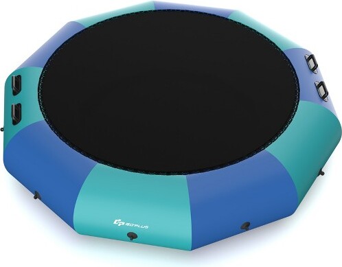Costway Costway15FTInflatableWaterBouncerSplashPaddedWaterTrampolineBlue&Green