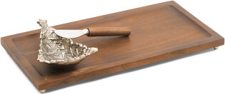 Set Of 2 Christmas Tree Serving Dipping Board And Spreader | Metal