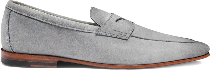Santoni Carlos suede leather penny loafers