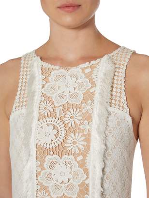 Endless Rose Sleeveless Lace Embroidered Detail Shift Dress
