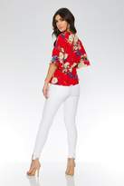Thumbnail for your product : Quiz Red And Blue Floral Print Top