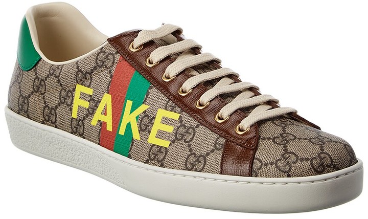 Gucci Ace Fake/Not Leather-Trim Sneaker - ShopStyle