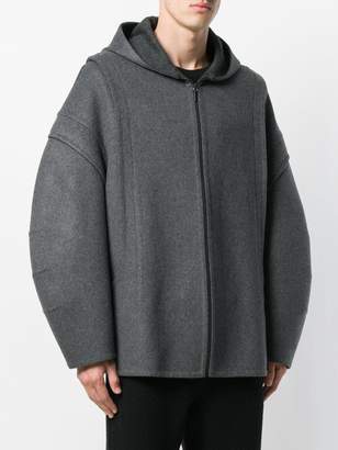 Chalayan curved sleeved hooded coat