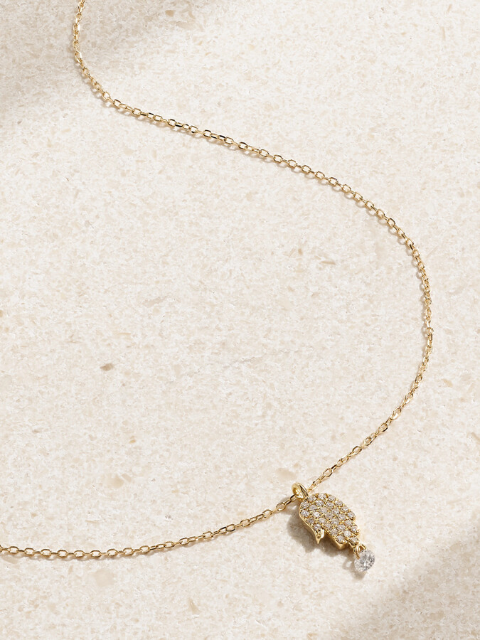 Persée - Hand Of Fatima 18-karat Gold Diamond Necklace - One size