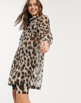 Thumbnail for your product : Monki Hester leopard print organza shirt in multi
