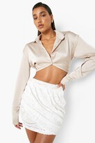 Thumbnail for your product : boohoo Premium Demask Sequin Drape Mini Skirt