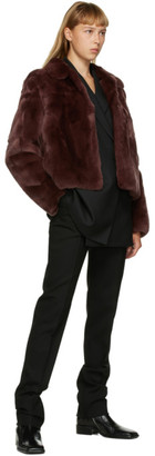 Yves Salomon Meteo Burgundy Fur Crop Jacket