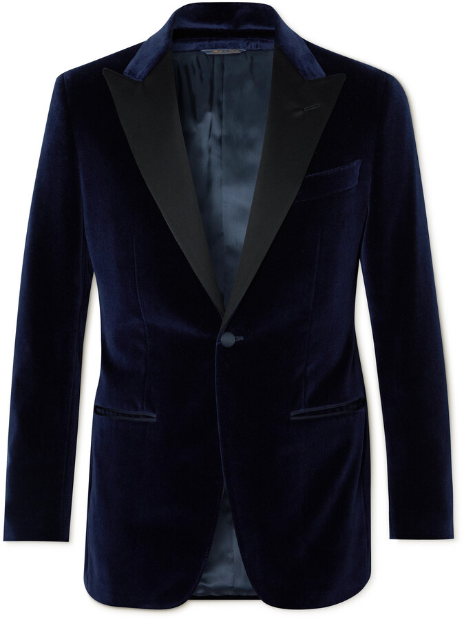 Thom Sweeney Slim-Fit Faille-Trimmed Cotton And Modal-Blend Velvet ...