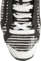 Thumbnail for your product : Pierre Hardy Striped elaphe and leather sneakers