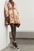 Thumbnail for your product : Zimmermann Cassia Cutout Tie-front Printed Linen Mini Dress