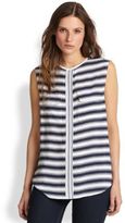 Thumbnail for your product : Equipment Lynn Silk Striped Sleeveless Shirt