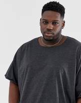 Thumbnail for your product : ASOS Design DESIGN Plus oversized t-shirt with raw neck in charcoal marl