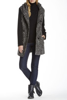 Thumbnail for your product : Andrew Marc Faux Leather Trim Wool Blend Peacoat