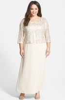 Thumbnail for your product : Alex Evenings Sequined Lace & Georgette Long Dress with Jacket (Plus Size)