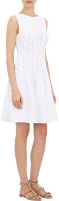 Valentino Mixed-Knit A-Line Dress-White