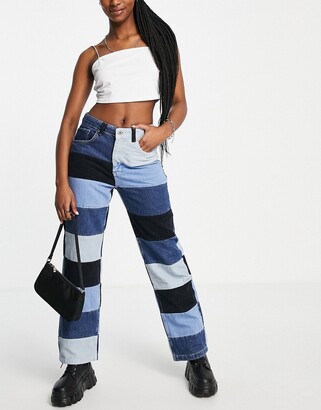 The Ragged Priest relaxed jeans in patchwork denim \u0026 cord - ShopStyle