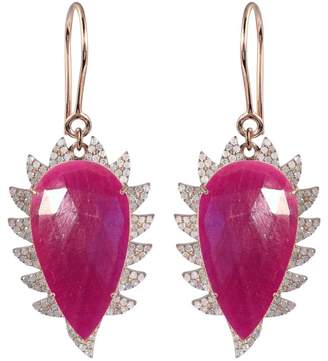 Meghna Jewels 18k Gold Claw Drop Gemstones & Diamond Earrings