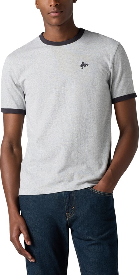 Levi's Men's Classic Fit Short Sleeve Retro Embroidered Ringer Crewneck T-Shirt