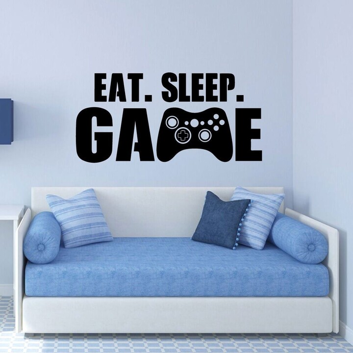 Etsy Gamer Wall Decal - Eat Sleep Game Controller Sticker Vinyl Decoration For Boy's Bedroom, Playroom Or Game Room