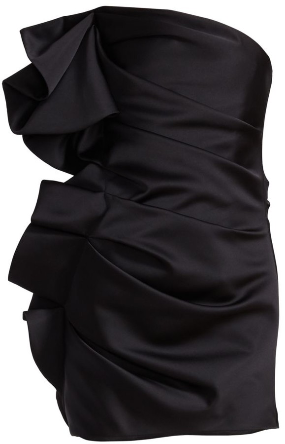 black strapless cocktail dress