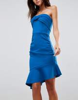 Thumbnail for your product : ASOS Design Bandeau Ruched Midi Pep Hem Dress
