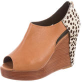 Thumbnail for your product : Rebecca Minkoff Leather Peep-Toe Platform Wedges