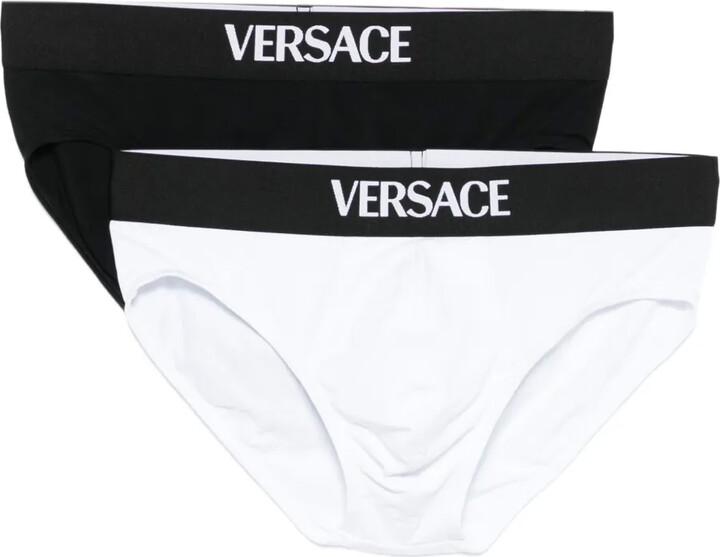 Versace Logo-Waistband Briefs (Pack Of Two)