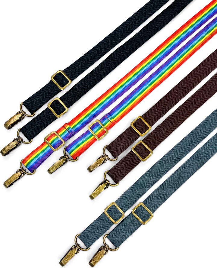 Cross-Back Straps Set With Clasps & Regulation Hardware - Brown, Raimbow, Gray Or Black