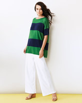 Thumbnail for your product : Joan Vass Striped Boxy Sweater, Petite