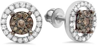 DazzlingRock Collection 0.50 Carat (Ctw) 14K White Gold Round & White Diamond Ladies Cluster Stud Earrings 1/2 CT
