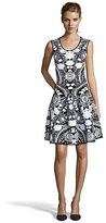 Thumbnail for your product : Marchesa Voyage black and white stretch knit floral fit and flare slip-on dress