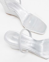 Thumbnail for your product : Who What Wear Thalia clear mix wedges in mirrored silver
