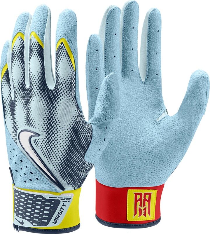 Nike Adult Alpha Varsity Ronald Acuña Batting Gloves, Men's, Small, Blue/Navy/White