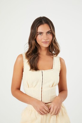 Forever 21 Women's Cropped Hook-and-Eye Tank Top in Banana Cream Medium -  ShopStyle