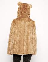 Thumbnail for your product : ASOS COLLECTION Faux Fur Hooded Coat With Animal Ears