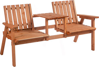 Ophelia & Co. Patio Bench, Garden Bench With Middle Table And Umbrella Hole