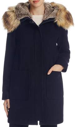Vince Camuto Zip Front Faux Fur Hood Coat